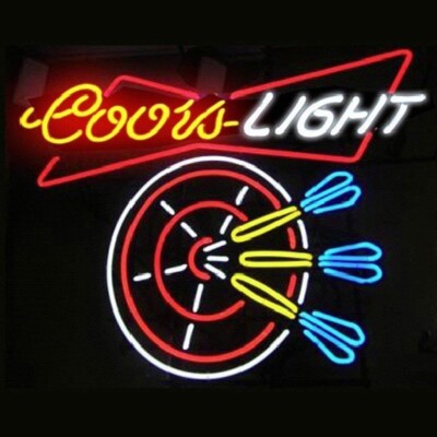 Dart Darts Light Neon Sign 17''x14'' Lamp Beer Bar Club Decor Man Cave Glass SY