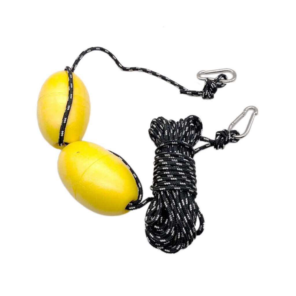 30ft Drift Anchor Tow Rope Throw Line EVA Buoy Steel Clips Kayak Accessories US