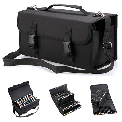 BTSKY New 120 Slots Marker Case Lipstick Organizer--Canvas Markers Holder for fo