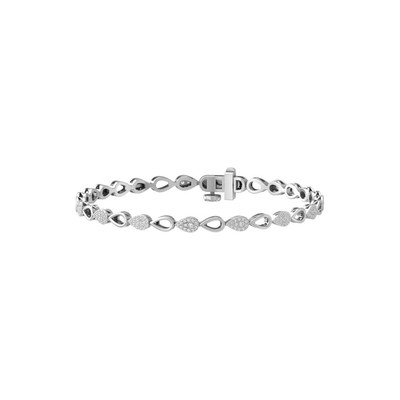 Round Lab Grown Diamond Composite & Cluster Bracelet 7'' Color-D-F 14K White Gold