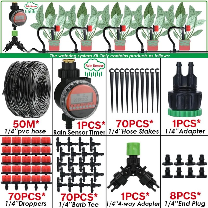 LOT Greenhouse Automatic Self Watering System Kit Garden Micro Drip