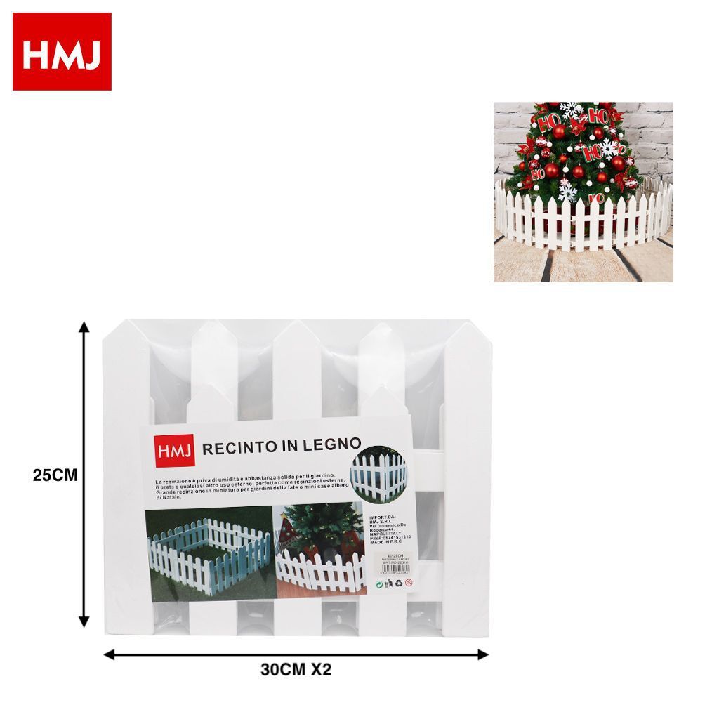 Staccionata In Legno Bianco Giardino Albero Natale Recinto Patio 60x20cm hmj