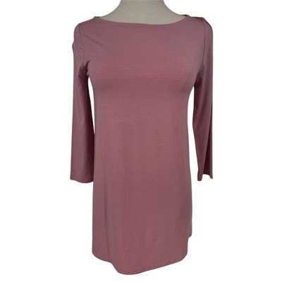 New Eileen Fisher Women's 2XS Pink Tunic Blouse Boat Neck 3/4 Sleeve NOTES