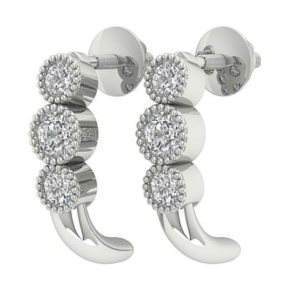 Pre-owned Diamondforgood Fashion Studs Earring Vs1 E 0.55 Carat Round Cut Diamond 14k Rose Gold Appraisal In White