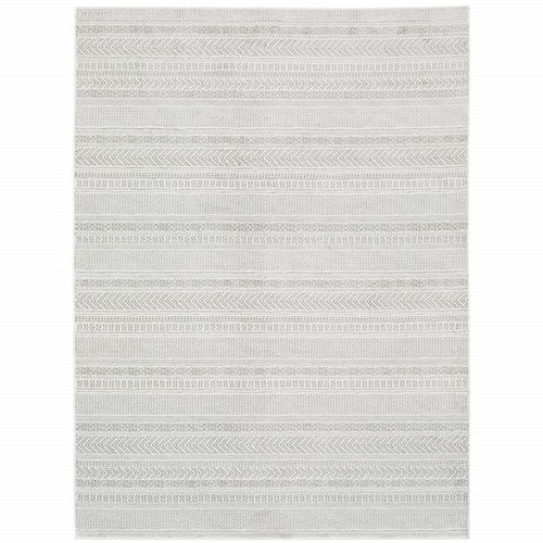 Устойчивый к пятнам коврик с геометрическим рисунком Power Loom 10 X 13 Белого и Серого Цветов