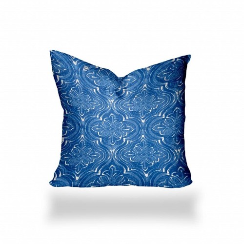 17 X 17 Синяя с белым выдувным швом Подушка Ikat Throw для внутреннего и Наружного применения
