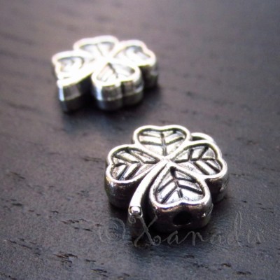 Four Leaf Clover 10mm Antique Silver Plated Spacer Beads B5242 - 10, 20 Or 50PCs