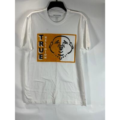 TRUE RELIGION Men's White/Orange Graphic Crewneck Short