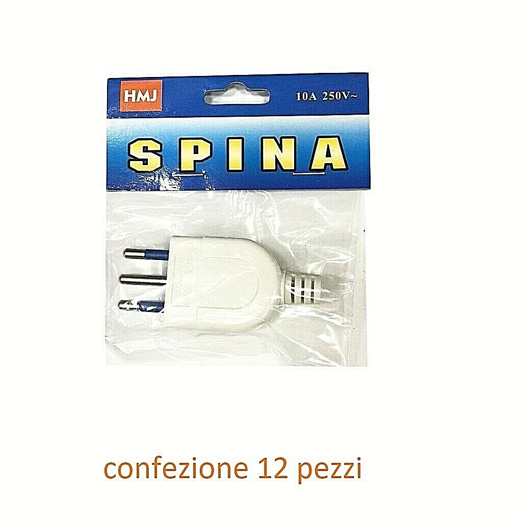 Set 12 Spine Prese Elettriche Dritte Volante Attacco Piccolo 10A 250V bianca hmj