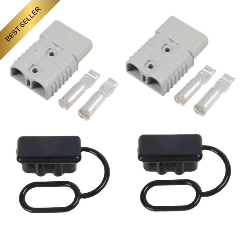 2PCS 175A Anderson Plug Connectors with Rubber Dust Caps & 4PCS Copper Terminals