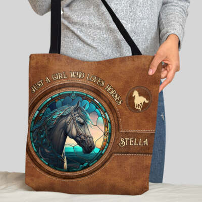 Personalized Horse All Over Tote Bag, Gift for Horse Lovers