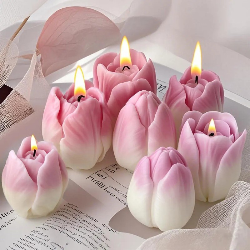 DIY Flowers Tulip Silicone Mold Handmade Scented Candle Plaster Resin Molds Home