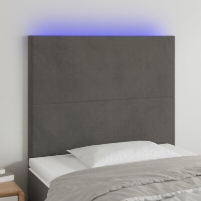 vidaXL LED Headboard Dark Grey 80 cm Velvet