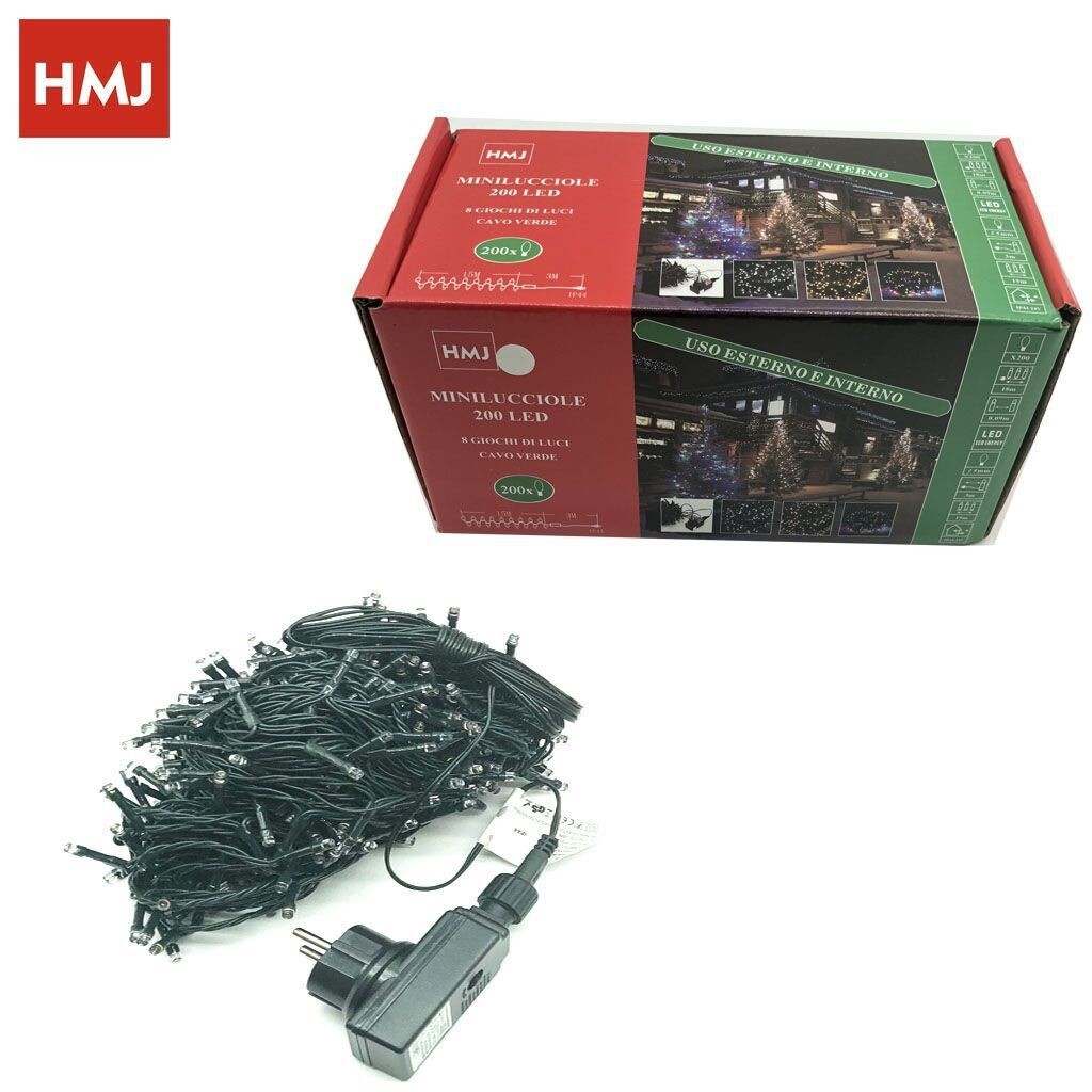 Luci Natale Natalizie Albero Minilucciole 200 Led Bianco Freddo Filo Verde hmj