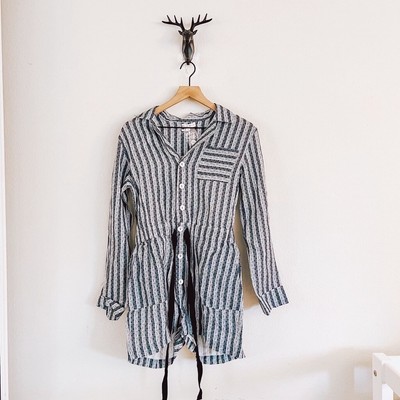 Roller Rabbit Women's Blue Striped Long Sleeve Romper Size Small NWT