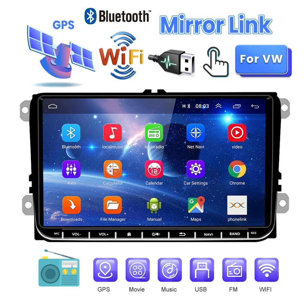 Für VW GOLF 5 6 POLO Passat Touran 2DIN Autoradio 9 Zoll Android GPS Navi Wifi