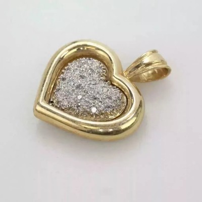 1Ct Round Lab Created Diamond Cluster Heart Pendant In 14K Yellow Gold Plated