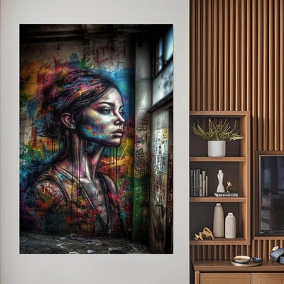 Girl painting Street Poster - Wall Art Print - Colorfull Home Decor