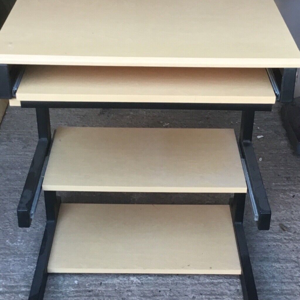Small Computer Desk With Keyboard Shelf And Second Sliding Shelf