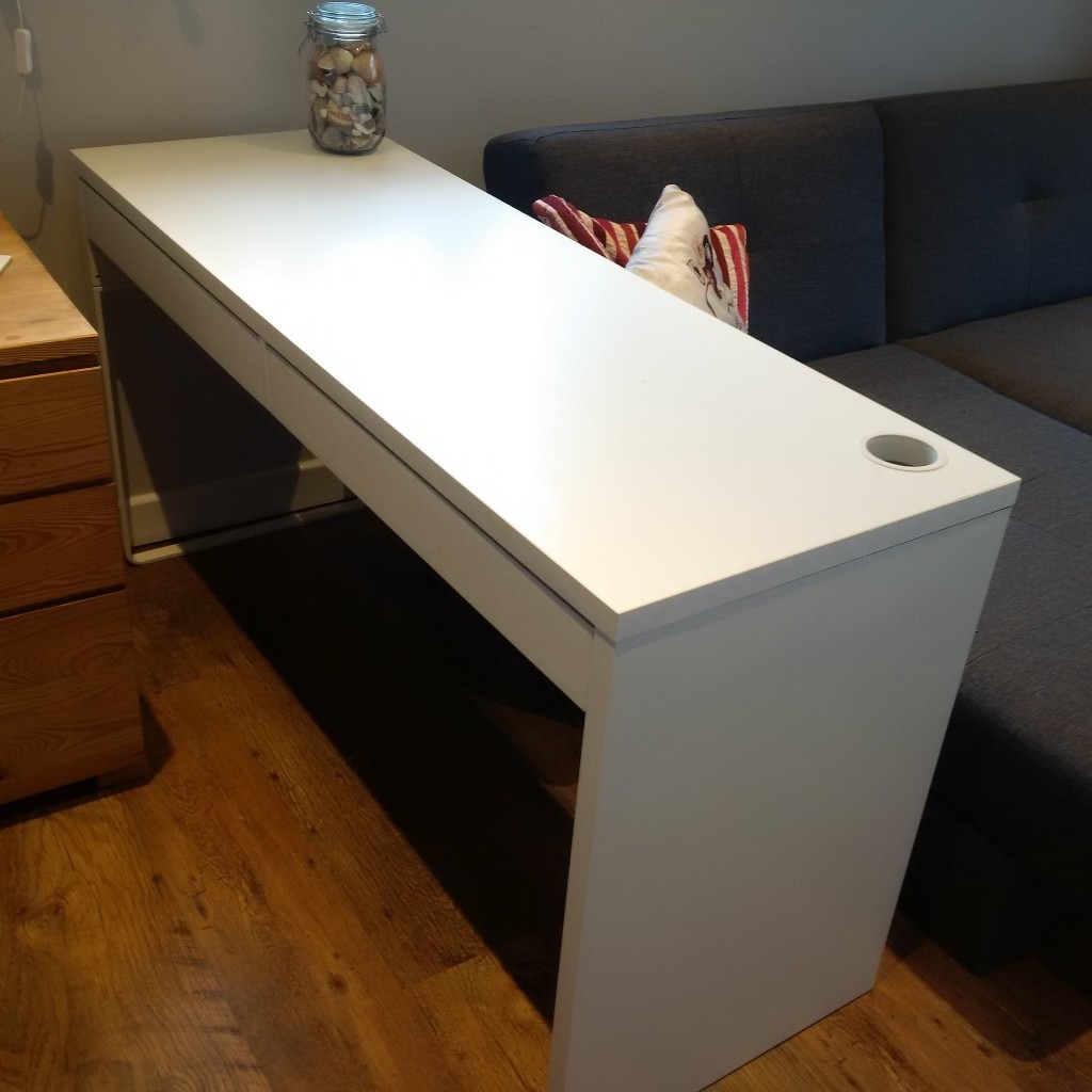 Ikea Micke white computer desk with 2 drawers in High