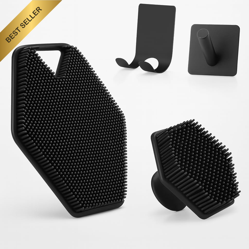 Silicone Body & Face Scrubber - for Men Woman, Shower and Bathroom 4-Piece Set