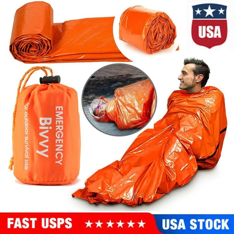 Camping Thermal Sleeping Bag Emergency Survival Hiking Blanket Gear Kit Outdoor