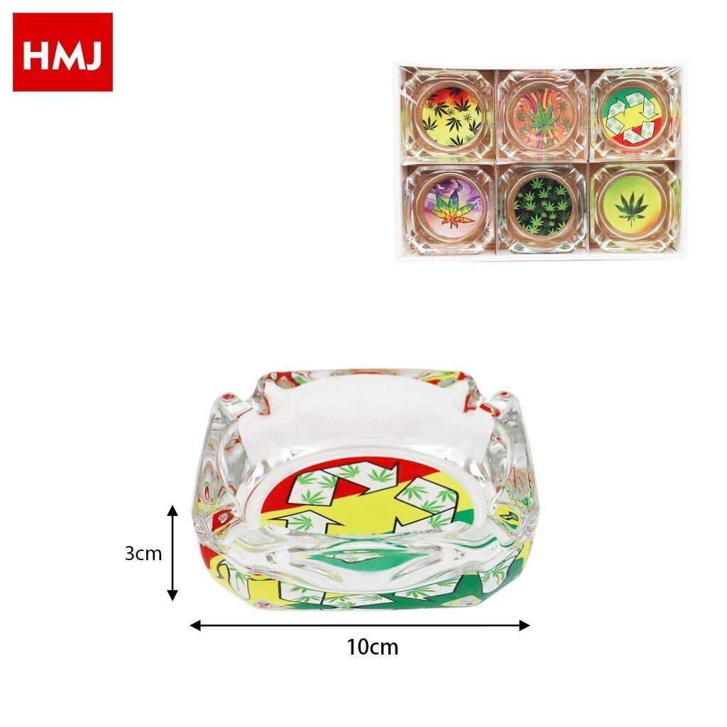 Set 6 Pezzi Posacenere Porta Cenere Vetro Quadrati Jamaica Bar Casa hmj