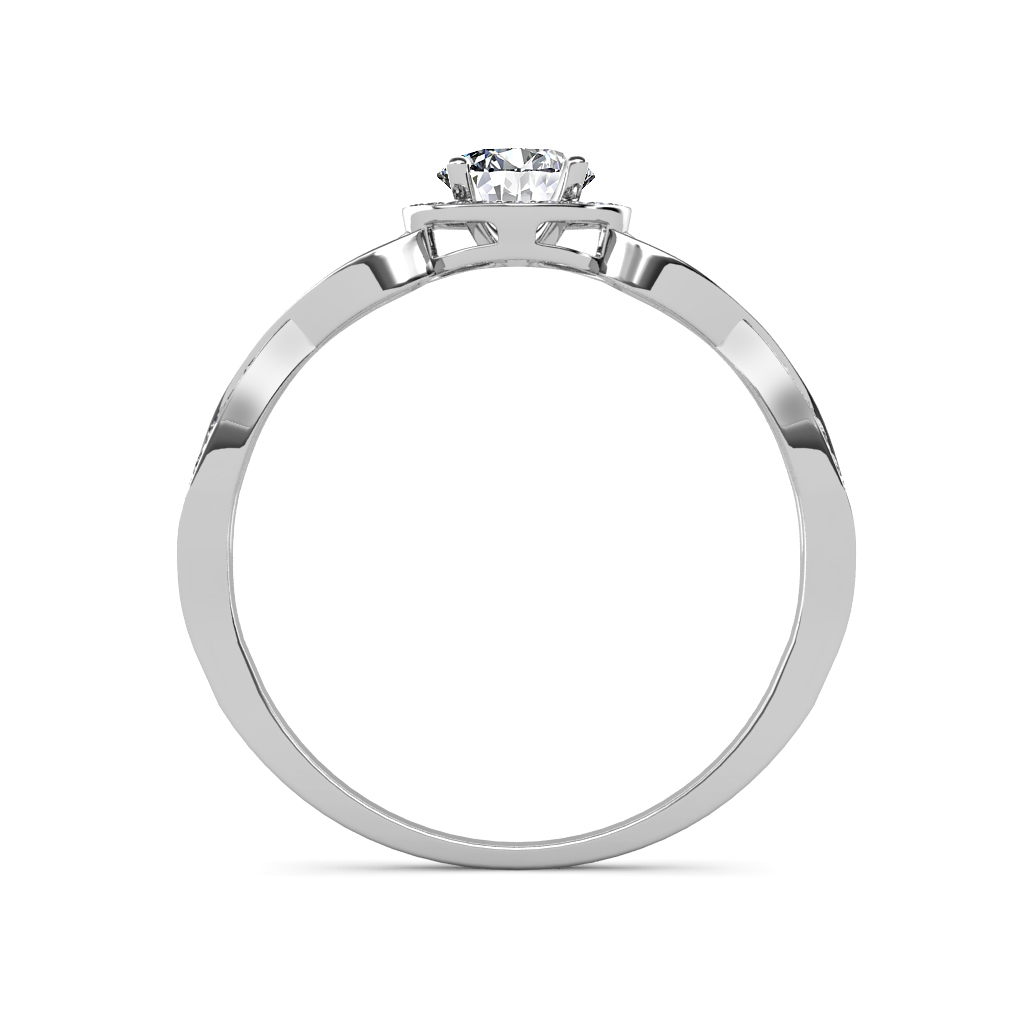 Pre-owned Trijewels Diamond Swirl Halo Engagement Ring 1.01 Cttw In 14k White Gold Jp:67954