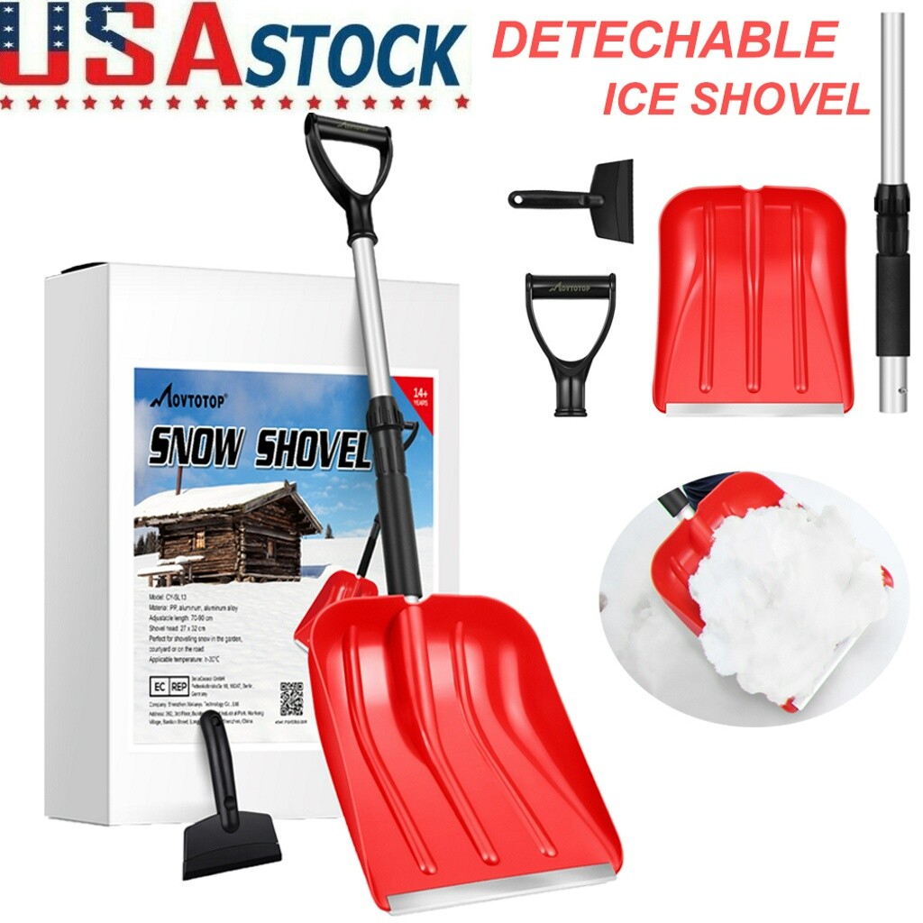RED Outdoor Snow Shovel Pusher Deck Patio Shovels With Durable Poly