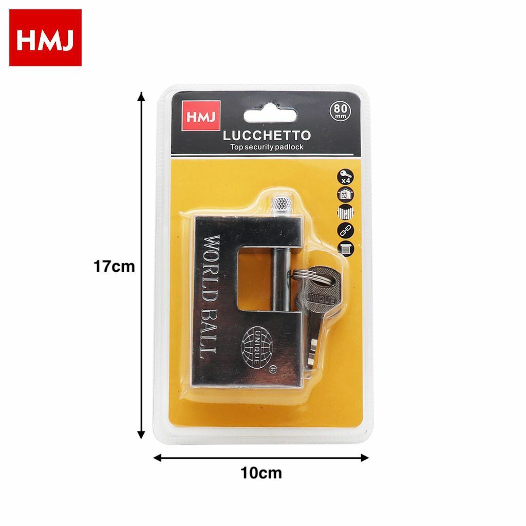 Lucchetto Antiscasso Catenaccio 80mm Corazzato Blindato 3 Chiavi Serranda hmj