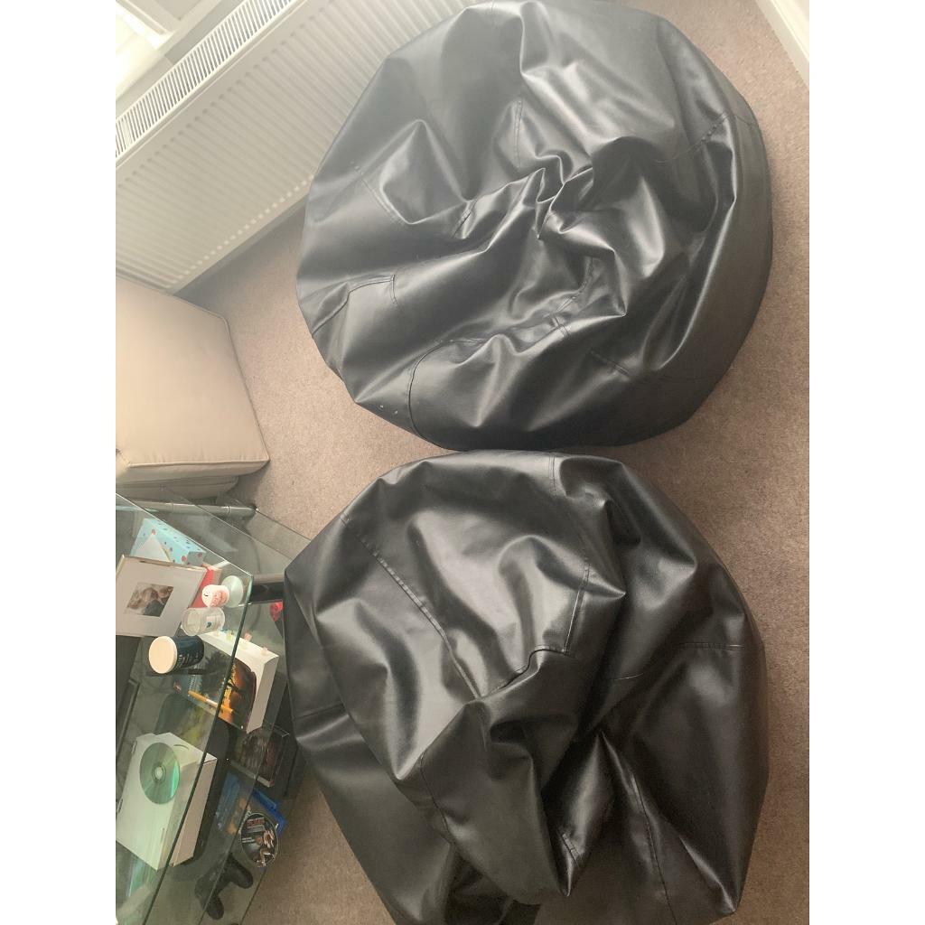 Bean bag bazaar XXL ‘man size’ black PVC bean bags in Southampton