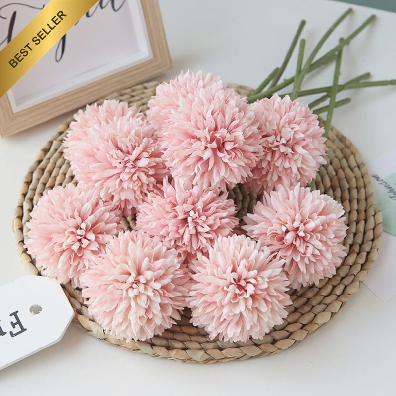 Homyu Artificial Flowers Chrysanthemum Ball Flowers Bouquet 10Pcs Present for Im