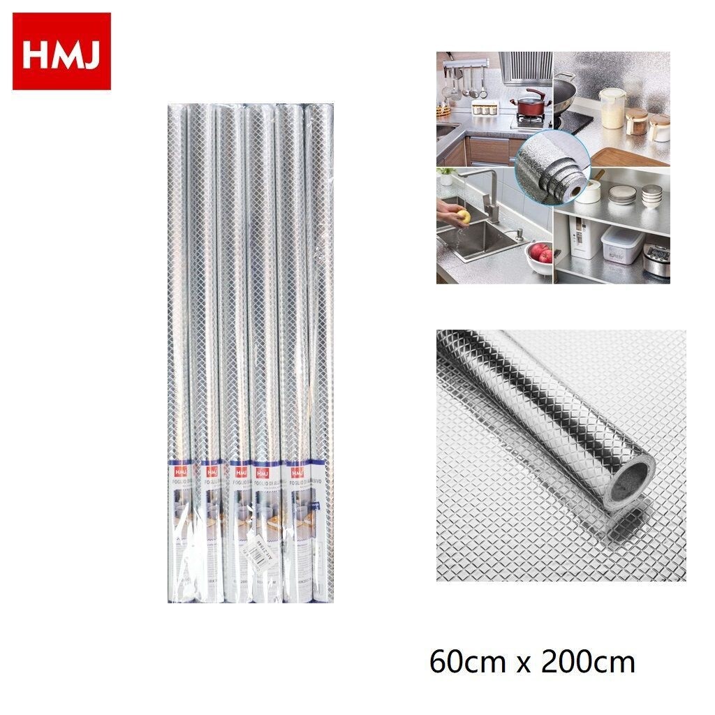 Set 6 Rotoli Foglio Alluminio Adesivo Protezione Cucina 60x200cm 21946 hmj