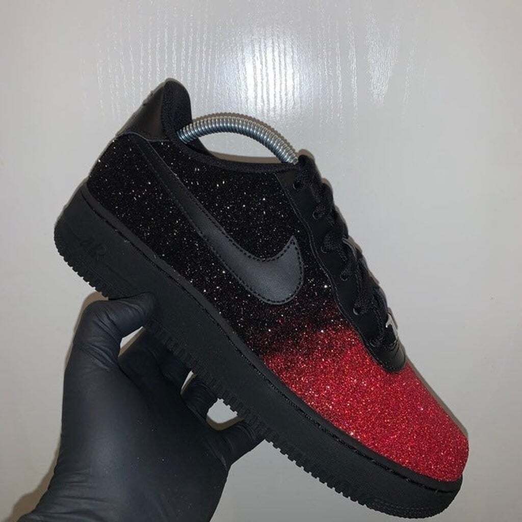 black and red custom air forces