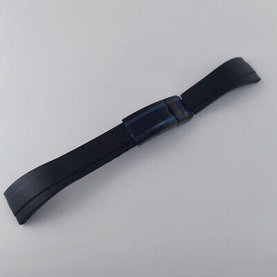 20mm High Quality Black Rubber Strap With Black Plated Buckle