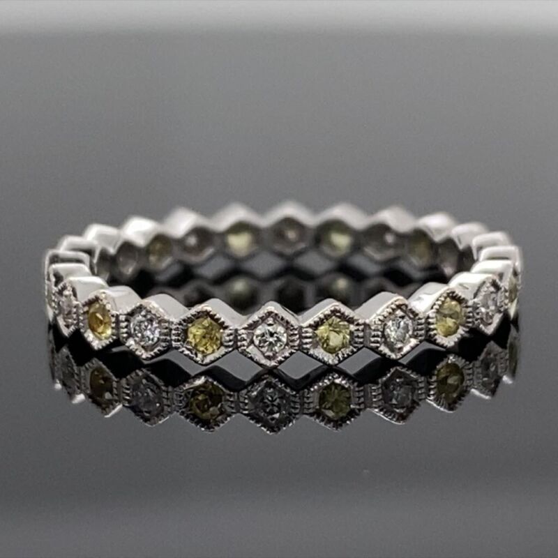 Beverley K 18k White Gold Diamond & Sapphire Eternity￼ Band Ring $1895 Retail