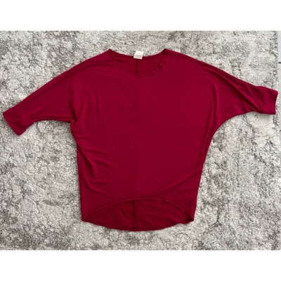 Freeloader Womens Hi Lo Top Red Elbow Sleeve Scoop Neck Stretch USA Minimalist M