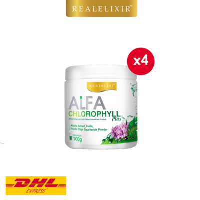 4x Real Elixir Alfa Chlorophyll Plus Natural Fiber Detox Drink Healthy Skin 100g