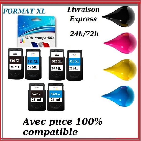 Cartouches encre compatibles Canon  PIXMA PG512 CL513 PG540 CL541 PG545 CL546 XL
