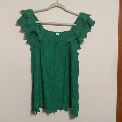 Old Navy Green Off the Shoulder Eyelet Top - size XL - NWT