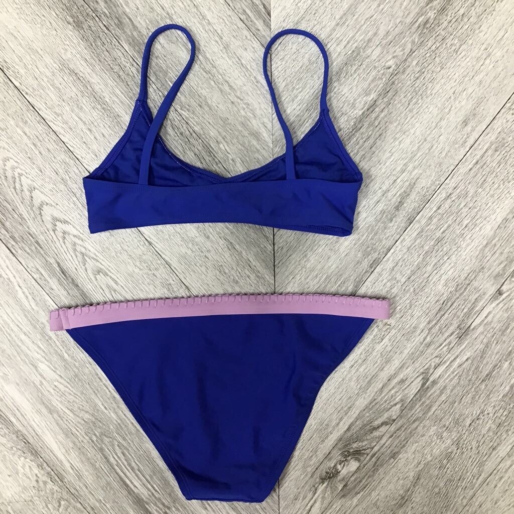 Xhilaration Womens Bikini Swimsuit Blue Purple Bralette Cheeky Color Block S New