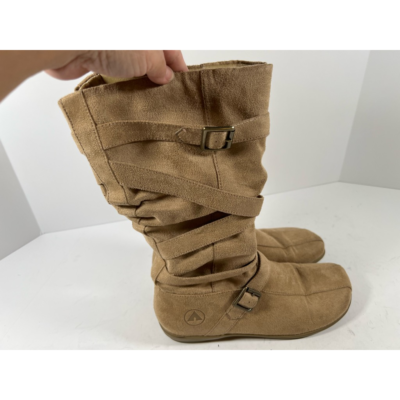 Airwalk Womens Western Cowboy Boots Brown Suede Buckle Knee High Zip 8 M