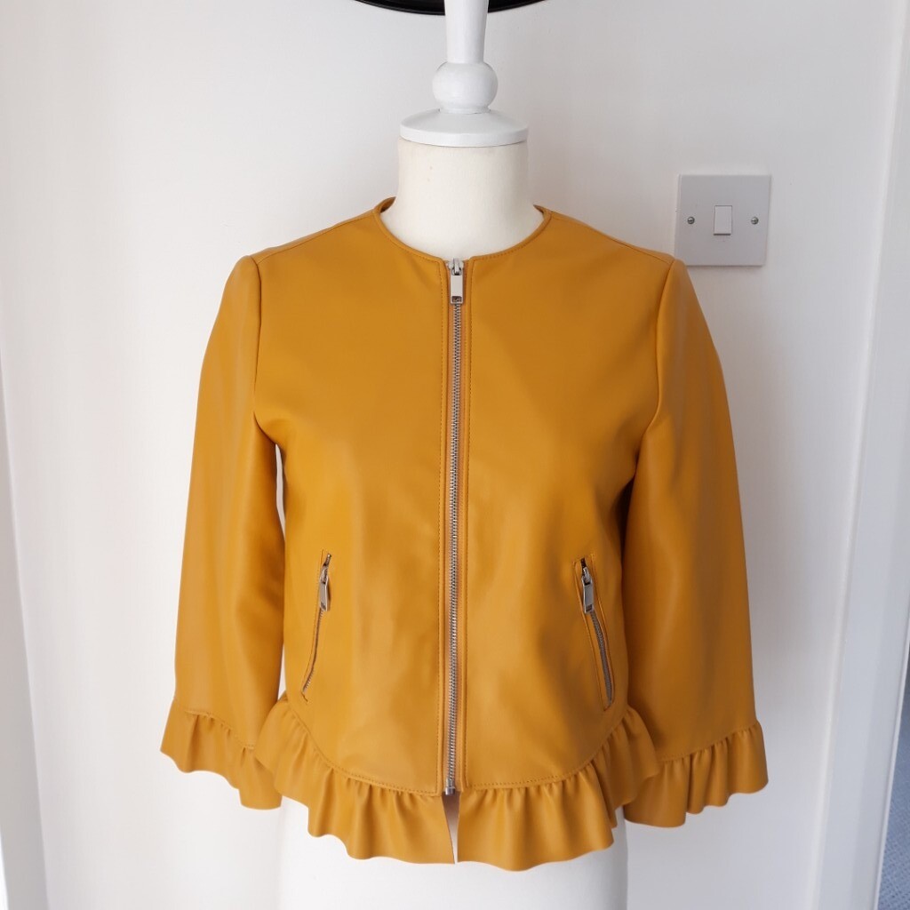 mustard faux leather jacket