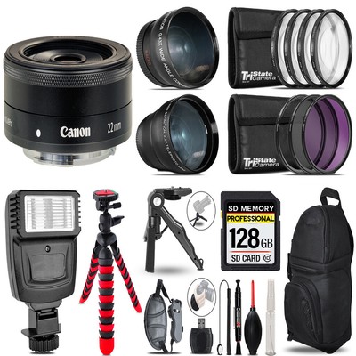 Canon EF-M 22mm STM Lens -28 Piece -128GB Kit