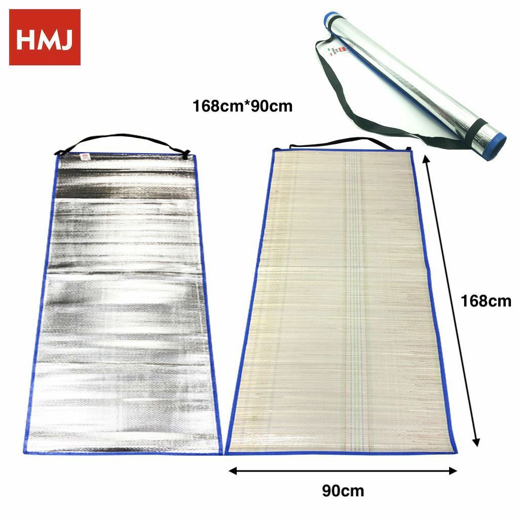 Stuoia Per Spiaggia Mare 168x90Cm In Paglia E Alluminio Avvolgibile hmj