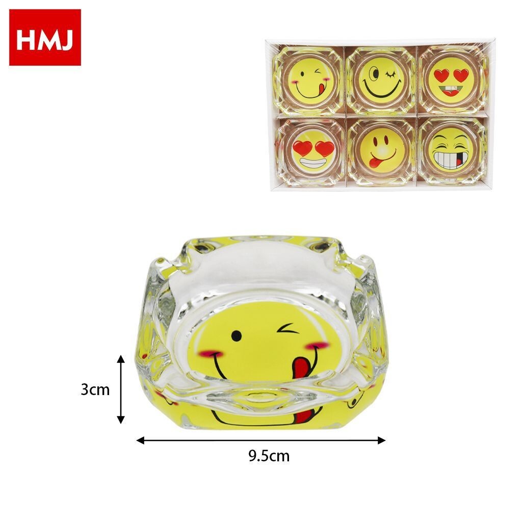Set 6 Pezzi Posacenere Porta Cenere Vetro Quadrati Smile Bar Casa hmj