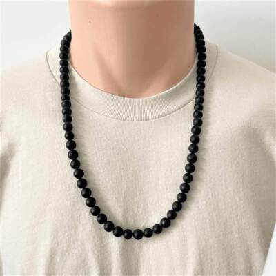 送税込【CRAFTD London】Matte Onyx Beaded Necklace (2色) 国発 送税込【CRAFTD London】Matte Onyx Beaded Necklace (2色) 国発