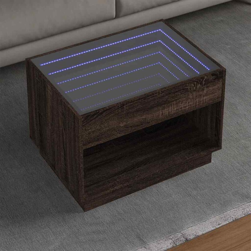 Table Basse Avec Led Infini ChÃªNe Marron 70x50x50 Cm