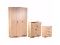 **100% GUARANTEED PRICE!**Brand New Ready To Use Wardrobe Set With Hanging Rail Chest Of Drawers