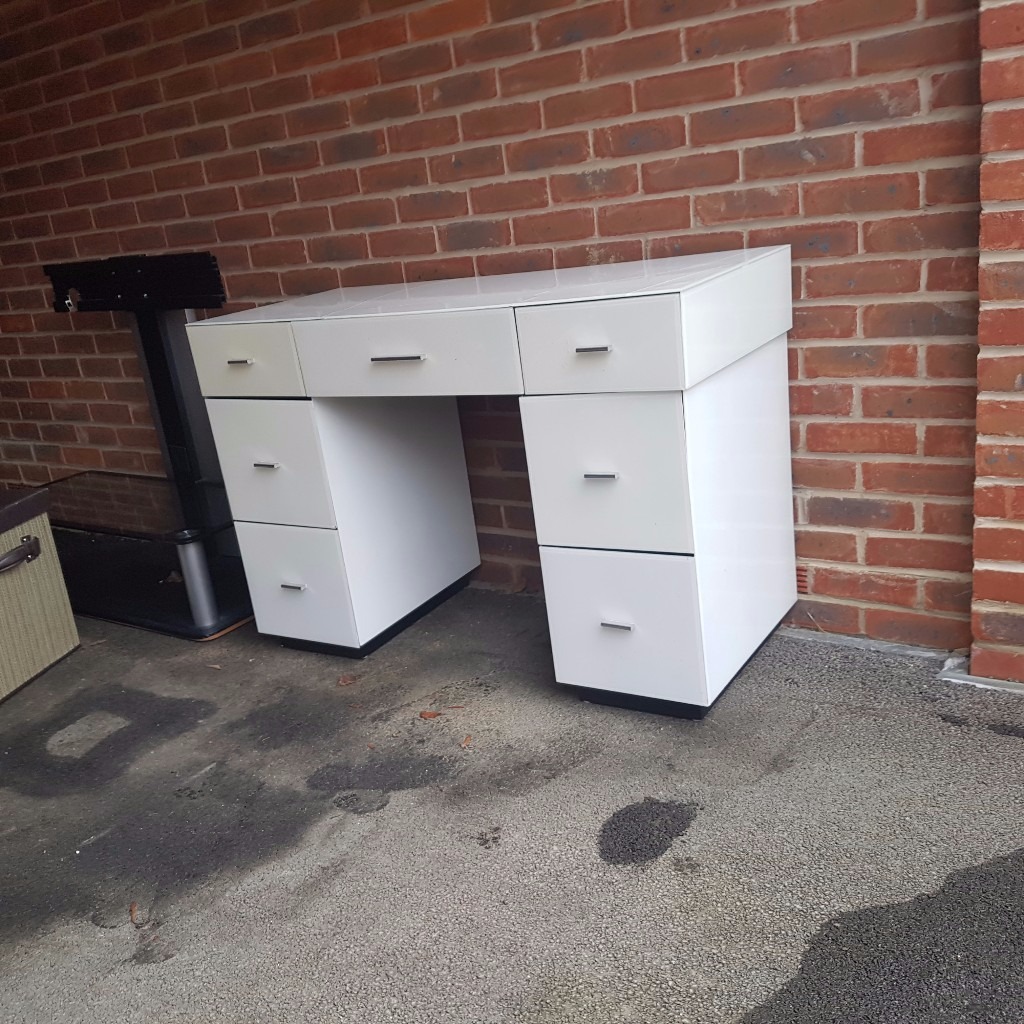 white Glass dressing table with drawers. in Milton Keynes